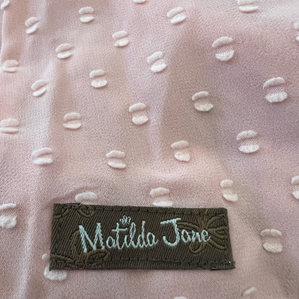 Matilda Jane Women's Sheer Swiss Dot Tunic Pullover Blouse, Small, Light Pink - Picture 5 of 7